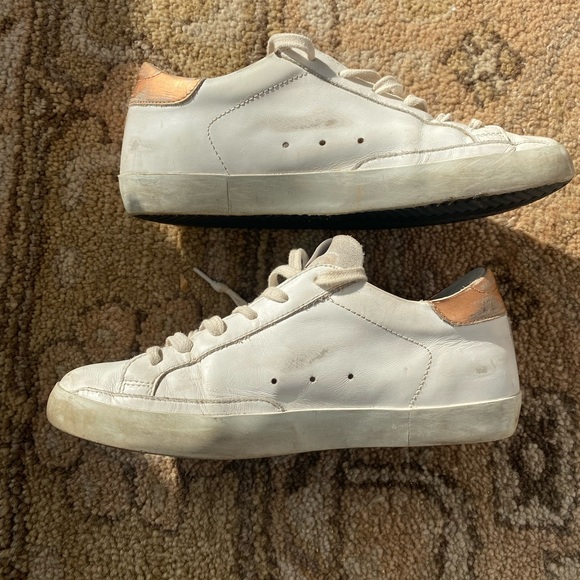 Golden Goose Super Star Low Too Sneaker- Optic White with Peach Pink Metallic - Picture 3 of 8